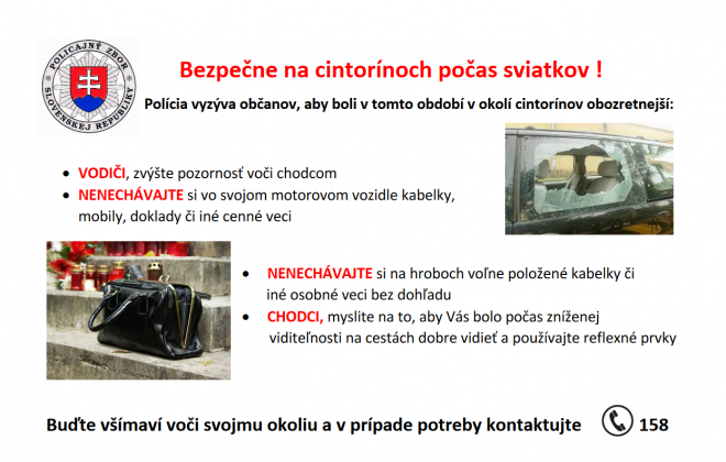 Bezpečne na cintorínoch počas sviatkov